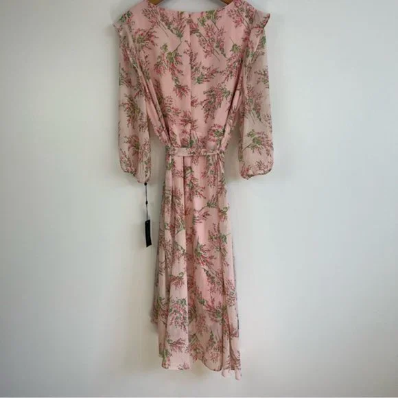 Tommy Hilfiger Chapan Bouquet Chiffon Midi Dress Size 12 NWT Pink Floral - Picture 10 of 16
